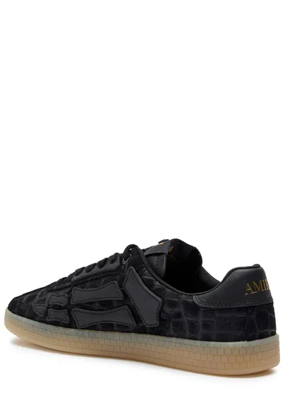 Amiri Crocodile Pattern Low-top Sneakers In Black
