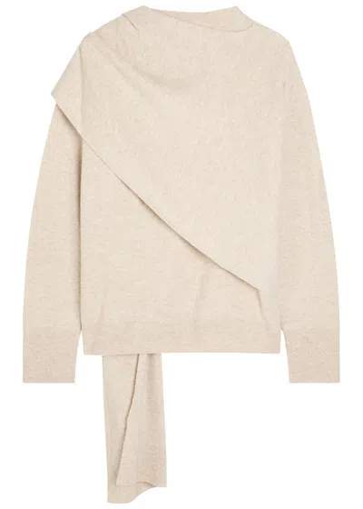 Vince Cape-effect Wool And Cashmere-blend Jumper In Neutral
