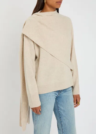 Vince Cape-effect Wool And Cashmere-blend Jumper In Neutral