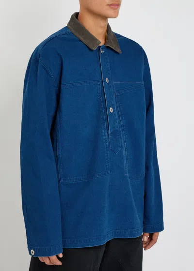 Jw Anderson Long Sleeve Polo Shirt With Patch Pocket In Blue