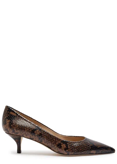 Stuart Weitzman Power 50 Python-effect Leather Pumps In Brown