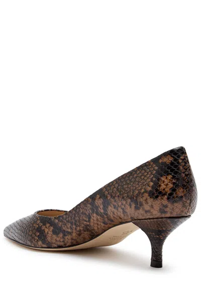 Stuart Weitzman Power 50 Python-effect Leather Pumps In Brown