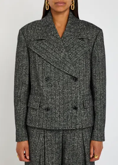 Dolce & Gabbana Striped Double-breasted Jacket In Black