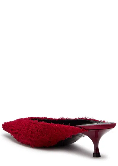 Victoria Beckham 45mm Sloan Pointed-toe Fringed Mules In Red
