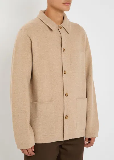 Lardini Melange Wool Overshirt In Neutral