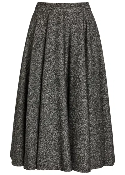 Dolce & Gabbana Midi Circle Skirt In A Dotted Wool Blend Dolce E Gabbana In Gray