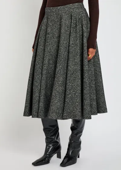 Dolce & Gabbana Midi Circle Skirt In A Dotted Wool Blend Dolce E Gabbana In Gray