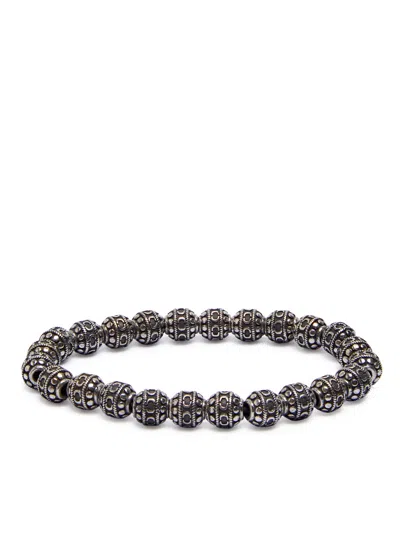 Craftd Mosaic Beaded Rhodium-plated Bracelet In Silver