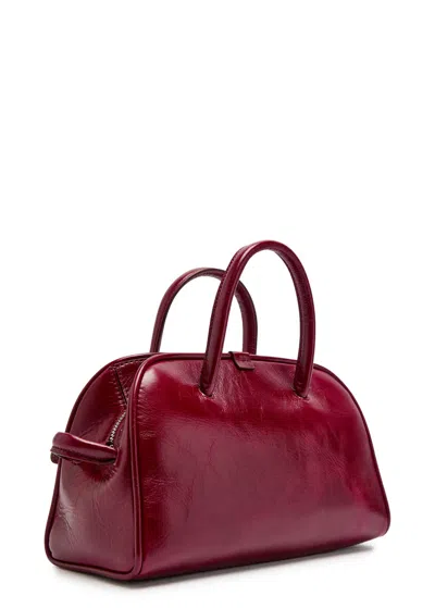 Jacquemus Le Petit Tourism In Shiny Vintage-finished Leather Bags In Burgundy