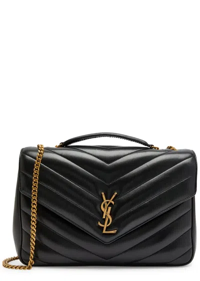 Saint Laurent Loulou Large Quilted Leather Shoulder Bag In Black