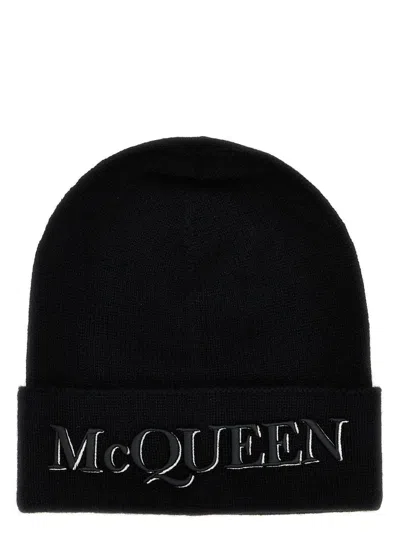 Alexander Mcqueen Logo Embroidered Beanie In Black