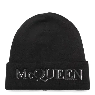 Alexander Mcqueen Logo Embroidered Beanie In Black