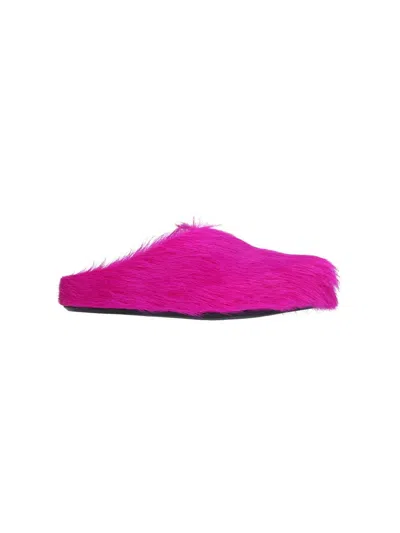 Marni Fuchsia Calf Hair Fussbett Slippers In Pink