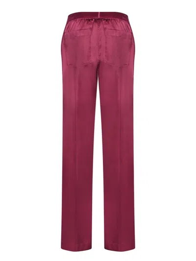 Tom Ford Fuchsia Pants With Elastic Waist With Logo Lettering In Silk Stretch Woman In Purple