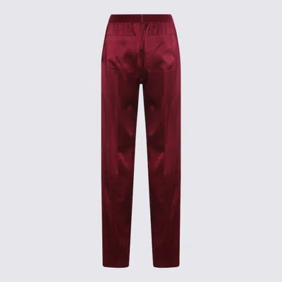 Tom Ford Fuchsia Pants With Elastic Waist With Logo Lettering In Silk Stretch Woman In Purple
