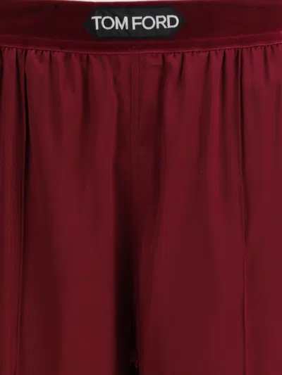 Tom Ford Fuchsia Pants With Elastic Waist With Logo Lettering In Silk Stretch Woman In Purple