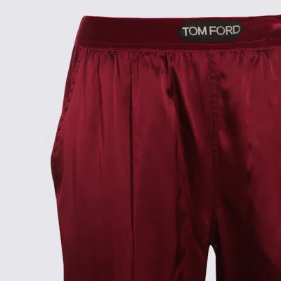 Tom Ford Fuchsia Pants With Elastic Waist With Logo Lettering In Silk Stretch Woman In Purple