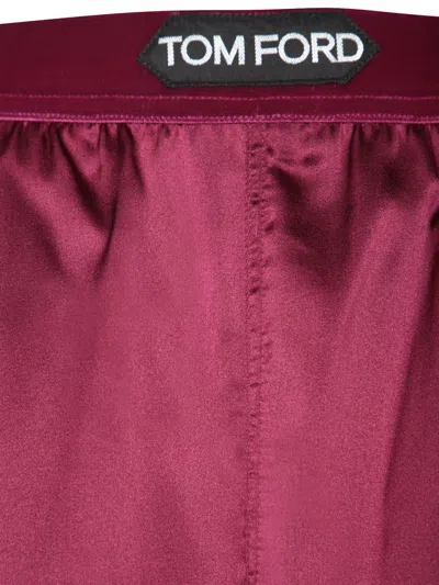 Tom Ford Fuchsia Pants With Elastic Waist With Logo Lettering In Silk Stretch Woman In Purple