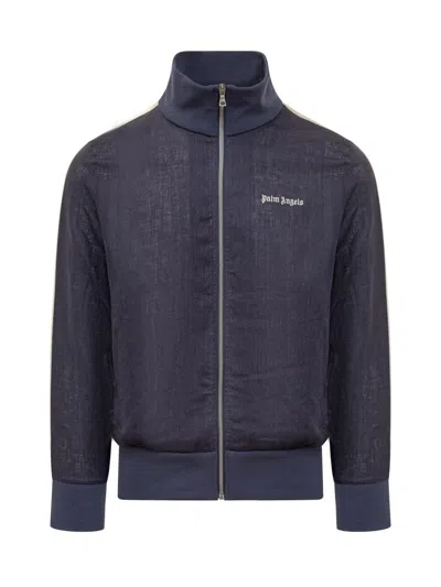 Palm Angels Man Jacket Navy Size L Linen In Blue
