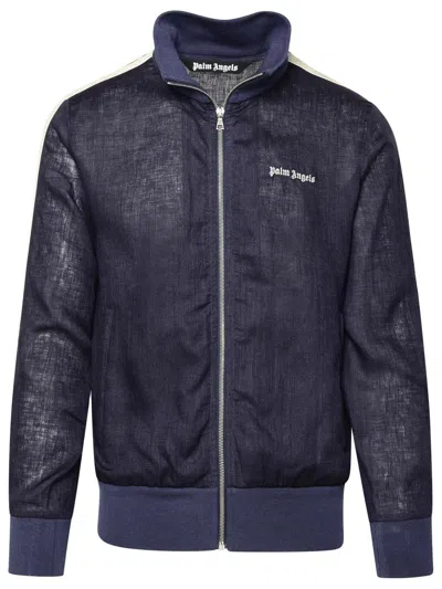 Palm Angels Man Jacket Navy Size L Linen In Blue