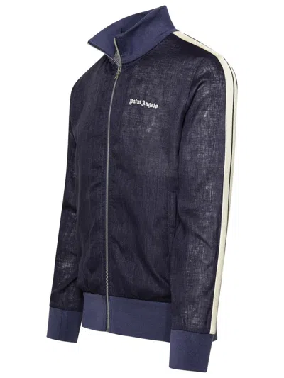 Palm Angels Man Jacket Navy Size L Linen In Blue