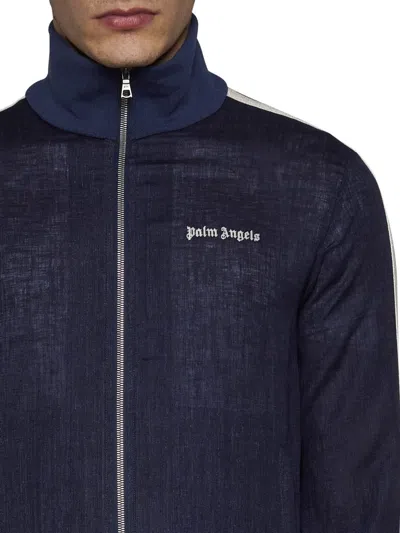 Palm Angels Man Jacket Navy Size L Linen In Blue