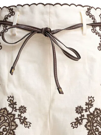 Zimmermann Ascension Embroidered Linen Shorts In Black