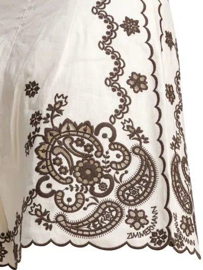 Zimmermann Ascension Embroidered Linen Shorts In Black
