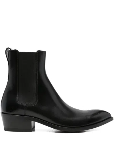 Tom Ford Chelsea Boots With Pointed Toe And Block Heel In Black