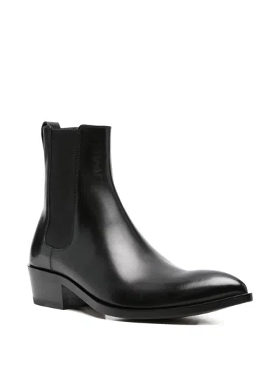 Tom Ford Chelsea Boots With Pointed Toe And Block Heel In Black