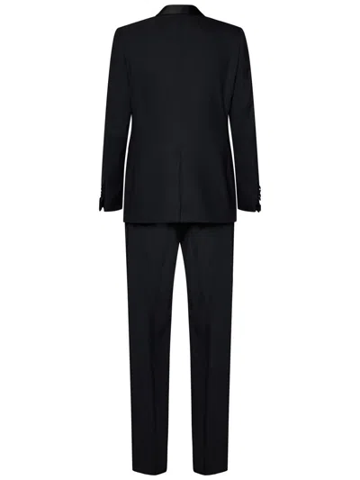 Tom Ford Mens Black Shawl-lapel Tapered-leg Master Evening Wool Suit In Blue