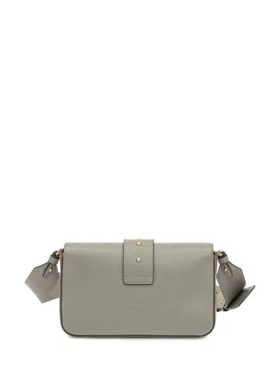 Pinko Mini Love Birds-detail Shoulder Bag In Gray