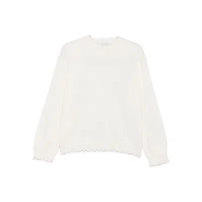 Antonelli Frayed-hem Round-neck Sweater In White