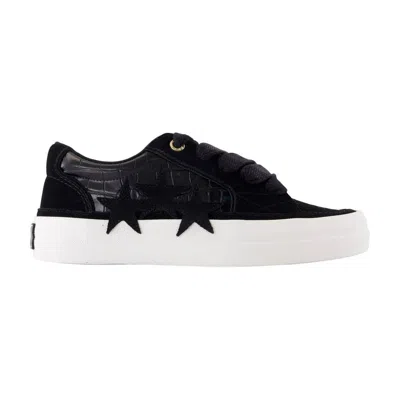 Amiri Sunset Skate Crocodile-effect Suede Sneakers In Black