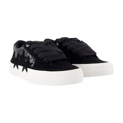 Amiri Sunset Skate Crocodile-effect Suede Sneakers In Black