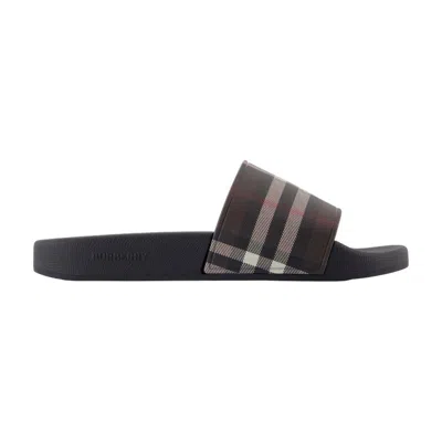 Burberry Furley Large Check Sandals In Brown