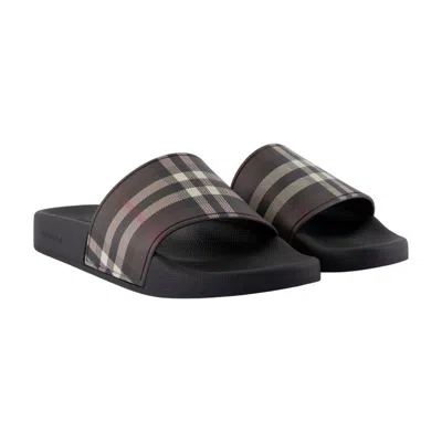 Burberry Furley Large Check Sandals In Brown
