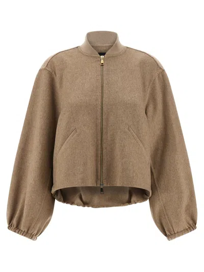 Fabiana Filippi Cashmere Bomber Jacket Puffer Jackets Beige In Brown