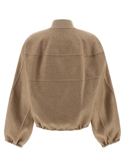 Fabiana Filippi Cashmere Bomber Jacket Puffer Jackets Beige In Brown