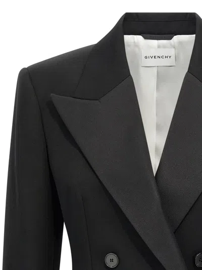 Givenchy Double-breasted Faille-trimmed Grain De Poudre Wool Blazer In Black