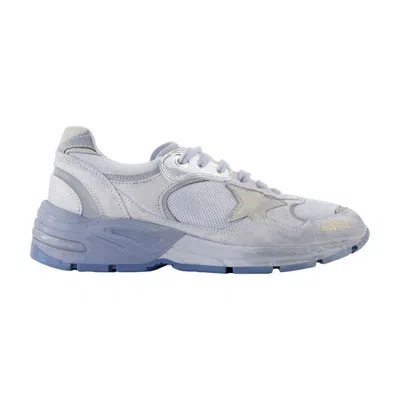 Golden Goose Running Dad New Net And Suede Upper Nabuk Star And Heel Suede Star Sneakers Blue In Gray