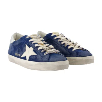 Golden Goose Super-star Suede Upper And Toe Foam Tongue Leather Star Laminated Heel Sneakers Blue In Blue