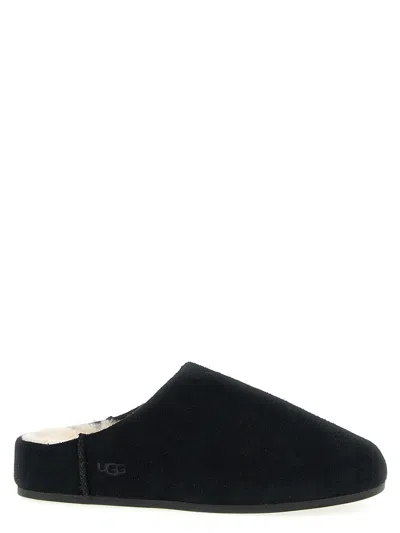 Ugg Slip On Suede Flat Sole Slippers In Black