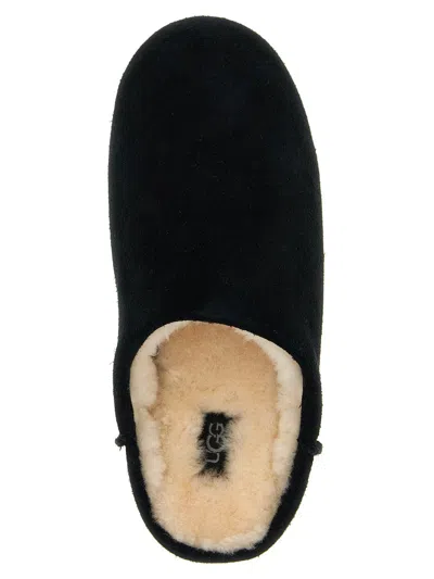 Ugg Slip On Suede Flat Sole Slippers In Black