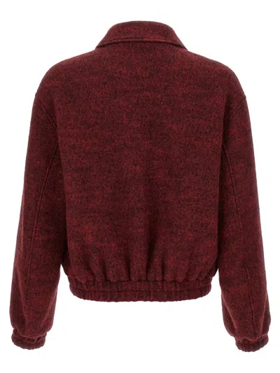 Jil Sander Mlange Wool Bomber Jacket In Burgundy