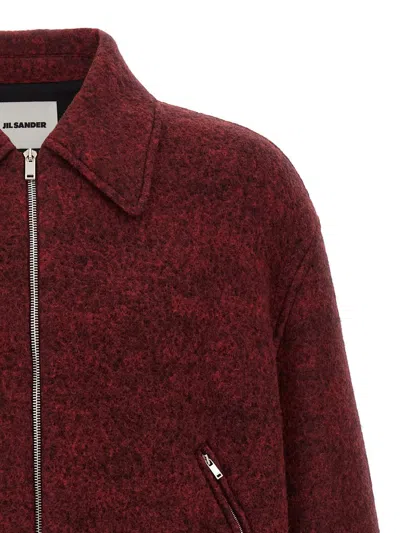 Jil Sander Mlange Wool Bomber Jacket In Burgundy