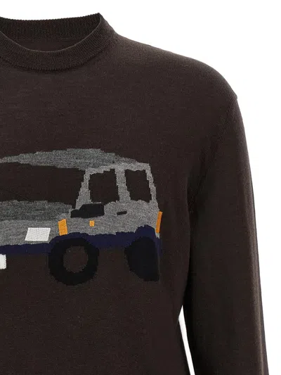Magliano Graphic Crew Neck Long Sleeve Sweater In Burgundy