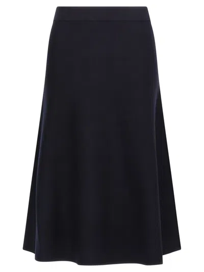 Max Mara High-waisted Flared Skirt With Smooth Finish In Blue