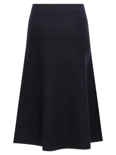 Max Mara High-waisted Flared Skirt With Smooth Finish In Blue