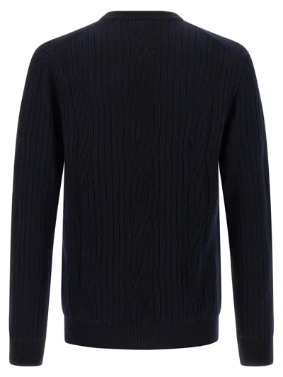 Brioni Ribbed And Braid Sweater Sweaters And Cardigans Blue In Blue